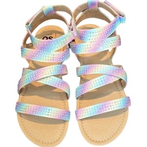 SO BRAND WOMENS MULTI COLOR STRAPPY SANDALS WITH BEADED EMBELLISHMENTS SIZE 5